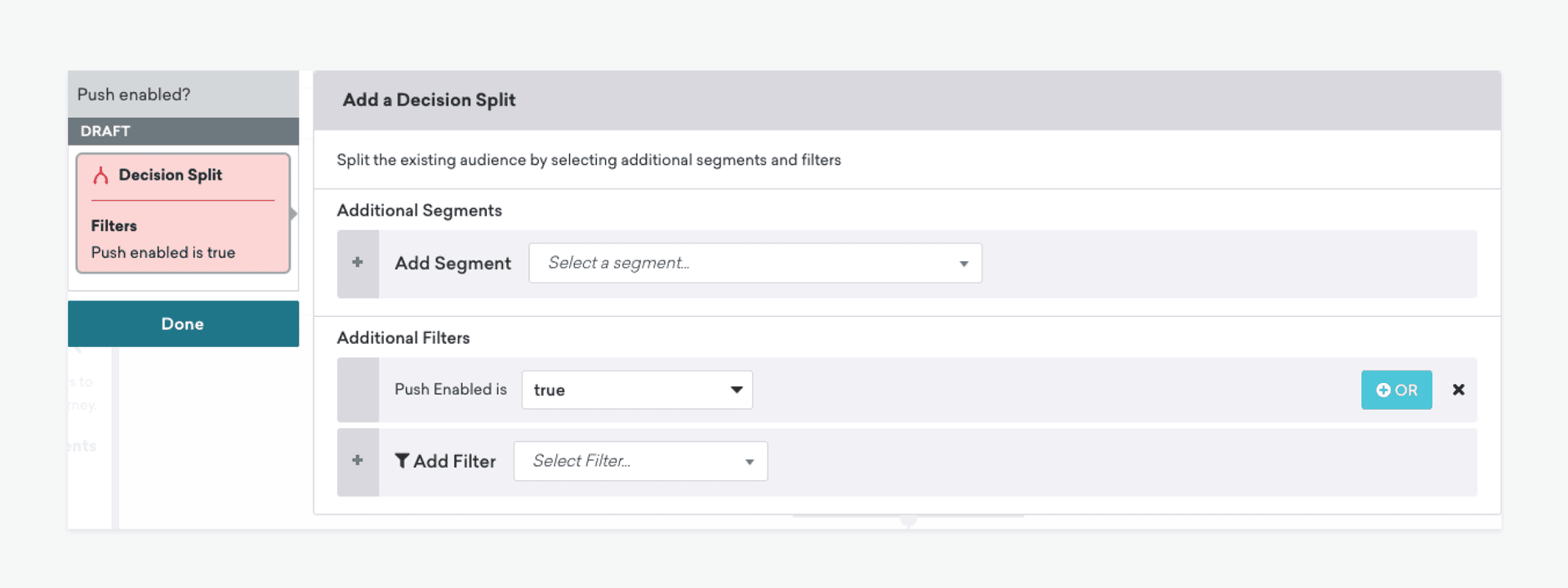 A decision split step within Canvas