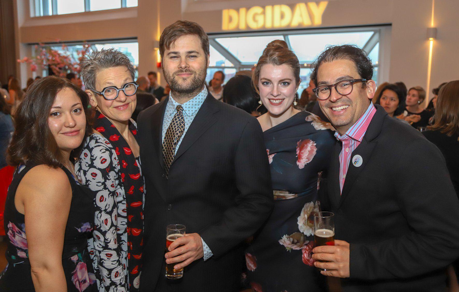 (L-R:) Luisa Fuentes, Jane Grenier, Todd Grennan, Kelsey Cottingham, and Alejandro Santandrea at the 2019 Digiday Content Marketing Awards