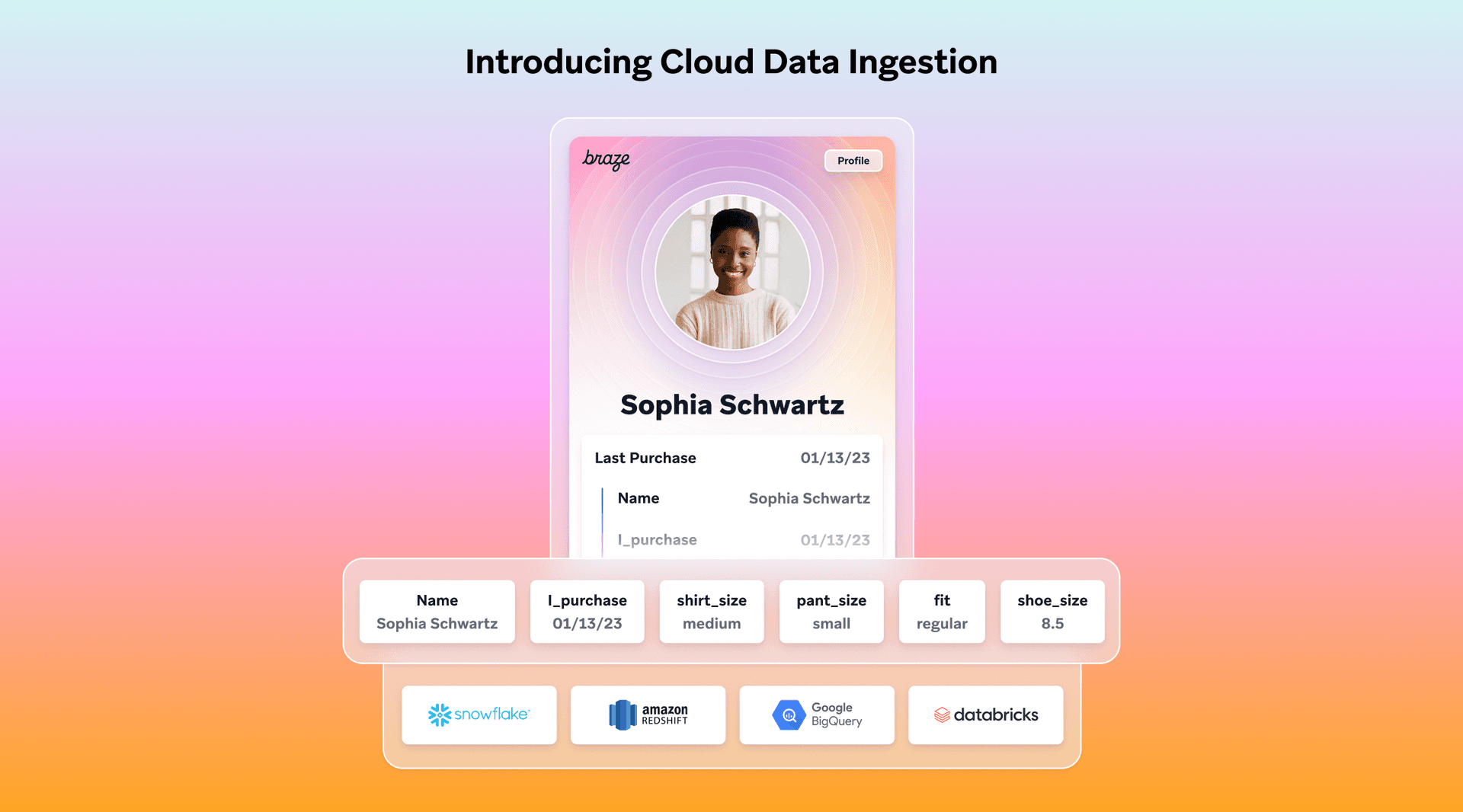 an image showing a customer profile and how data flows to it