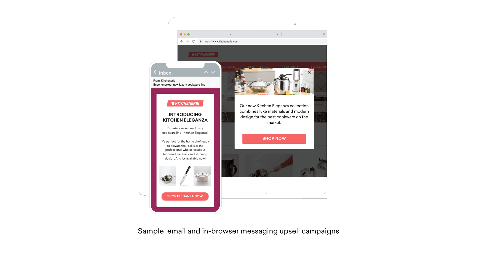 Sample email and in-browser messaging upsell campaigns