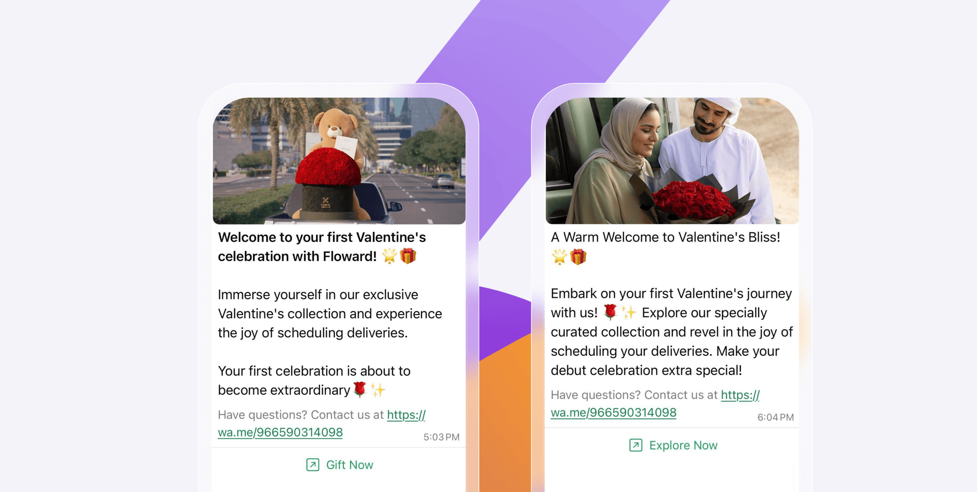 a couple of valentine 's day advertisements on a phone screen