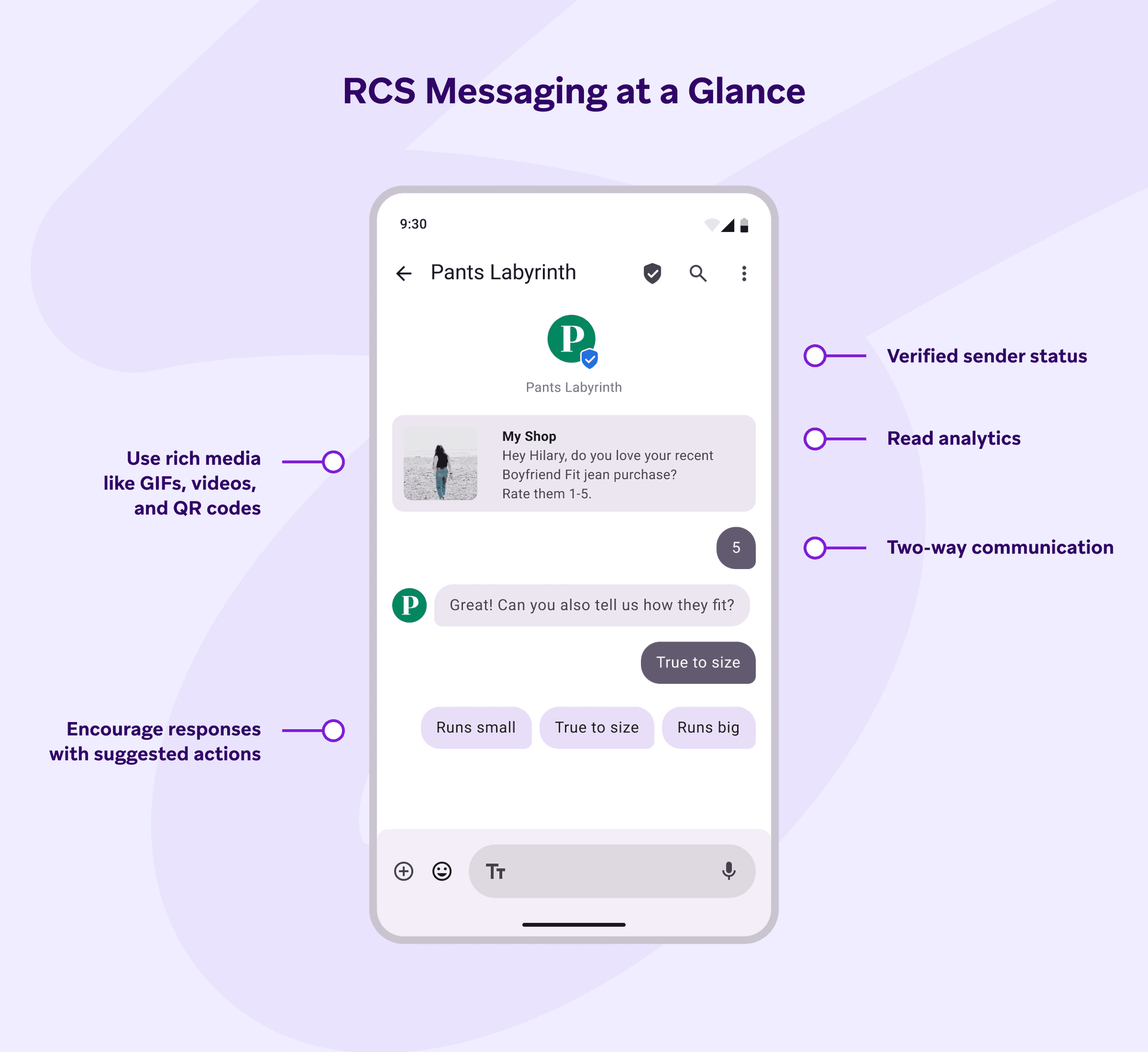 A phone screen showing RCS features