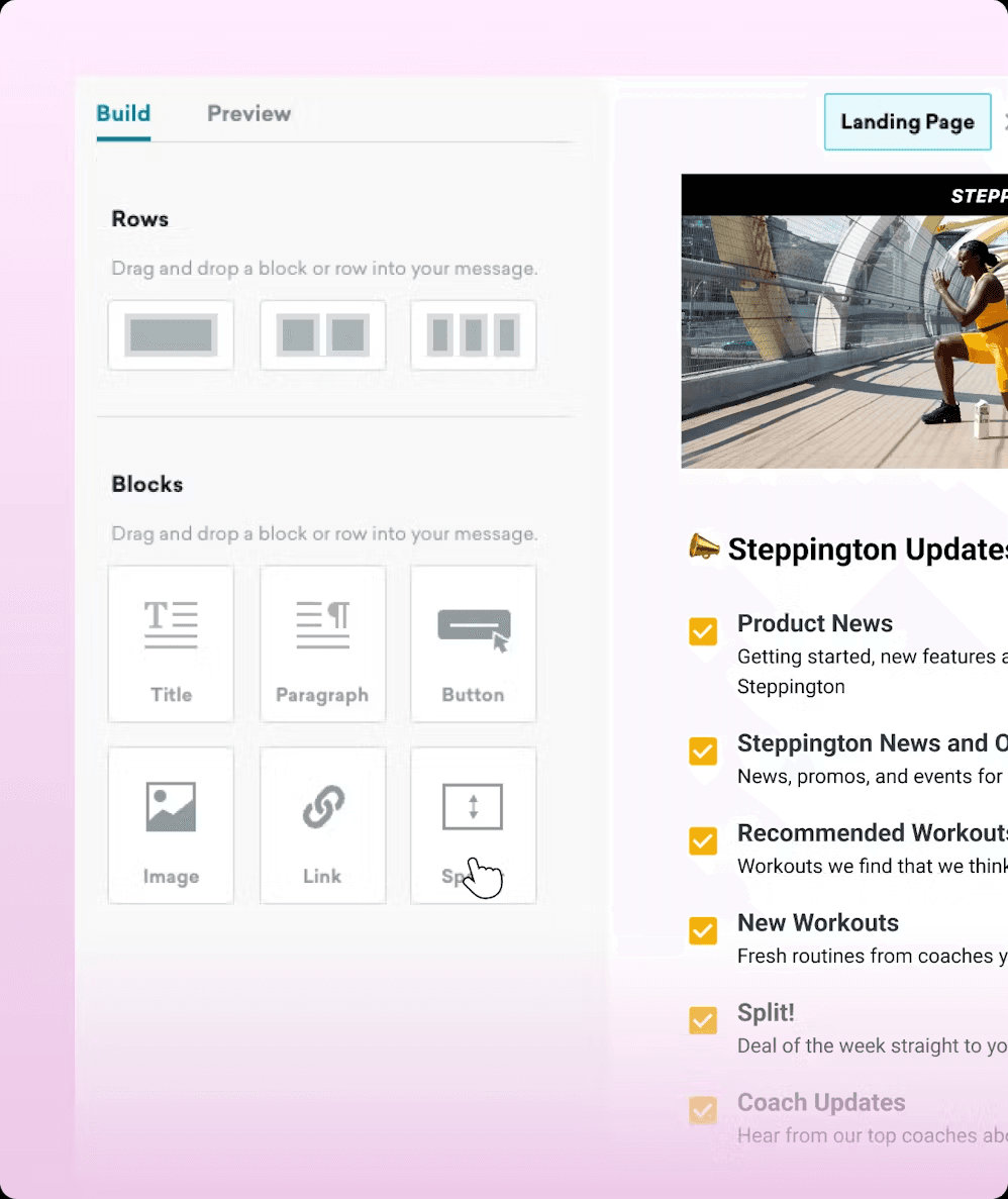 a screenshot of a landing page for steppington updates