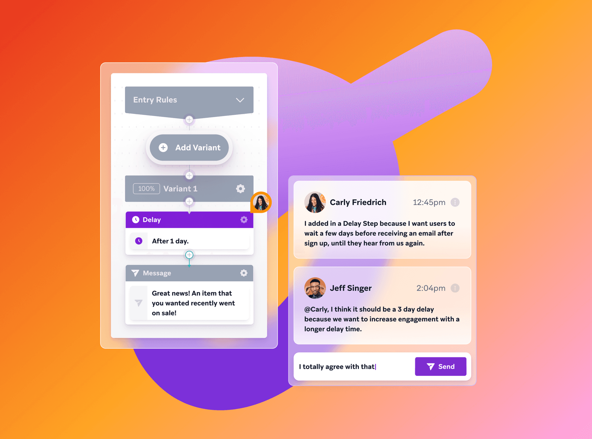 a computer screen shows a delay and a message from carly friedrich