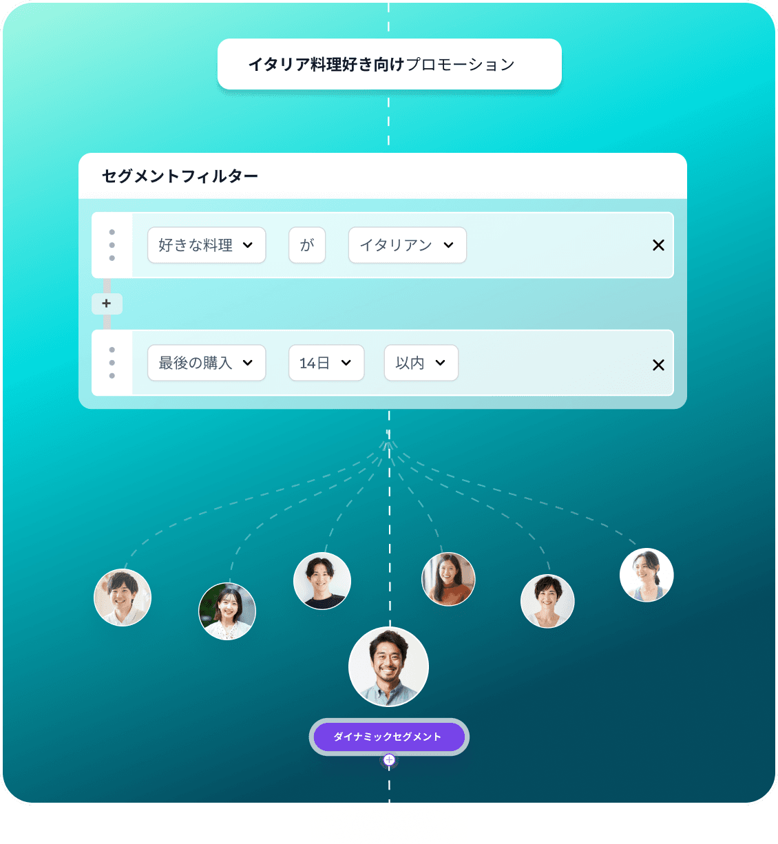 a screen with a purple button that says dynamic segment