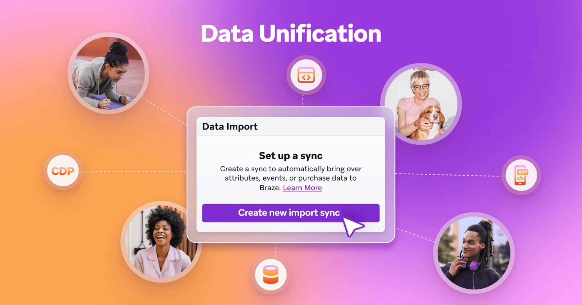 a purple and orange graphic that says data unification