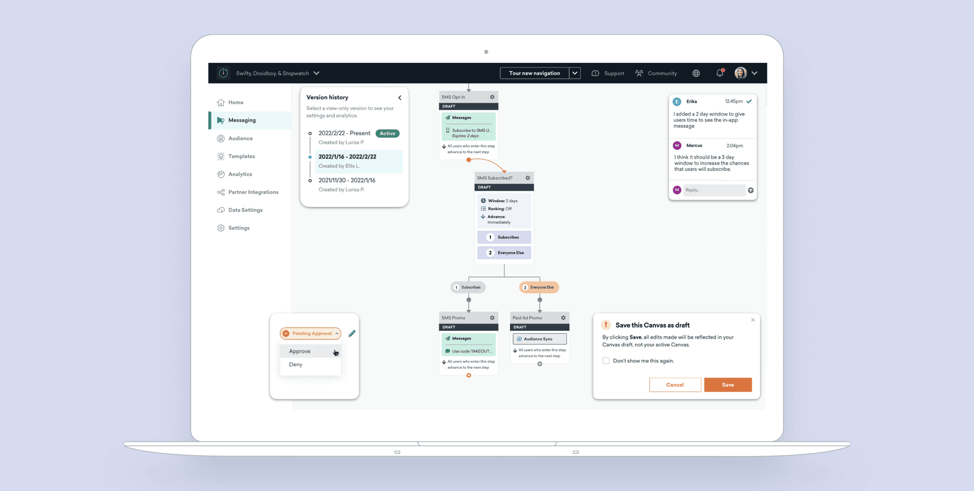 An image showing how to create customer journeys in Braze Canvas Flow