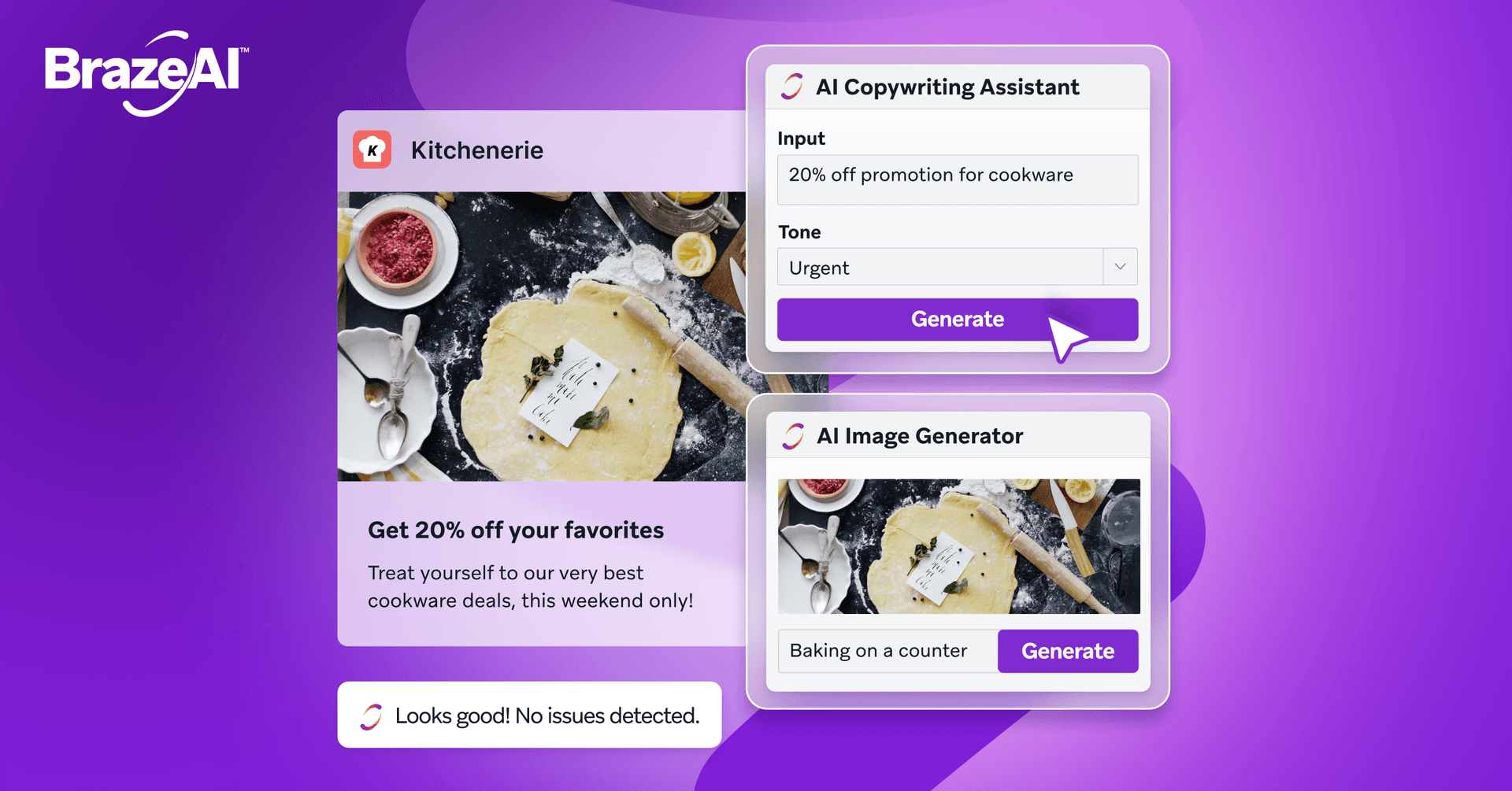 a purple background with a brazeal logo on it