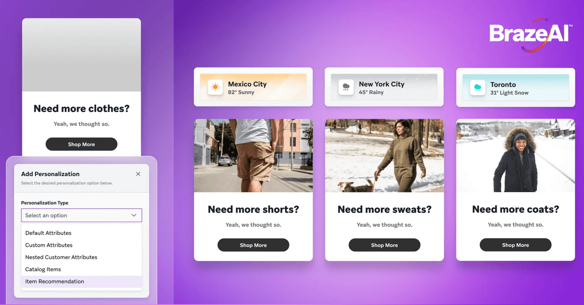 a brazeal app is displayed on a purple background