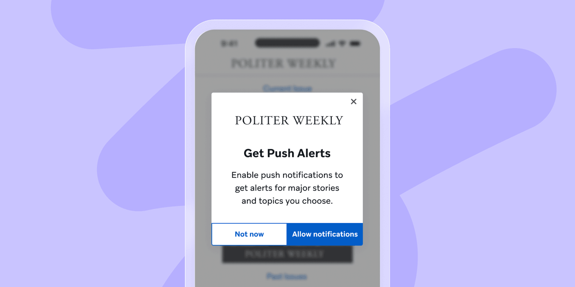 a phone screen that says get push alerts on it