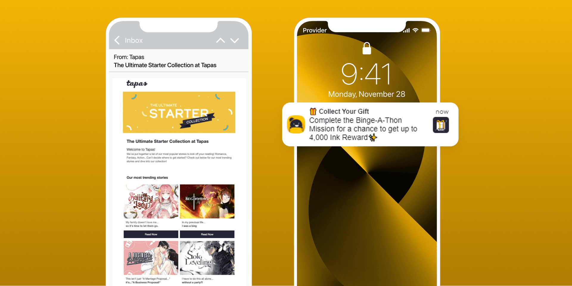 Two phones showing the brand Tapas