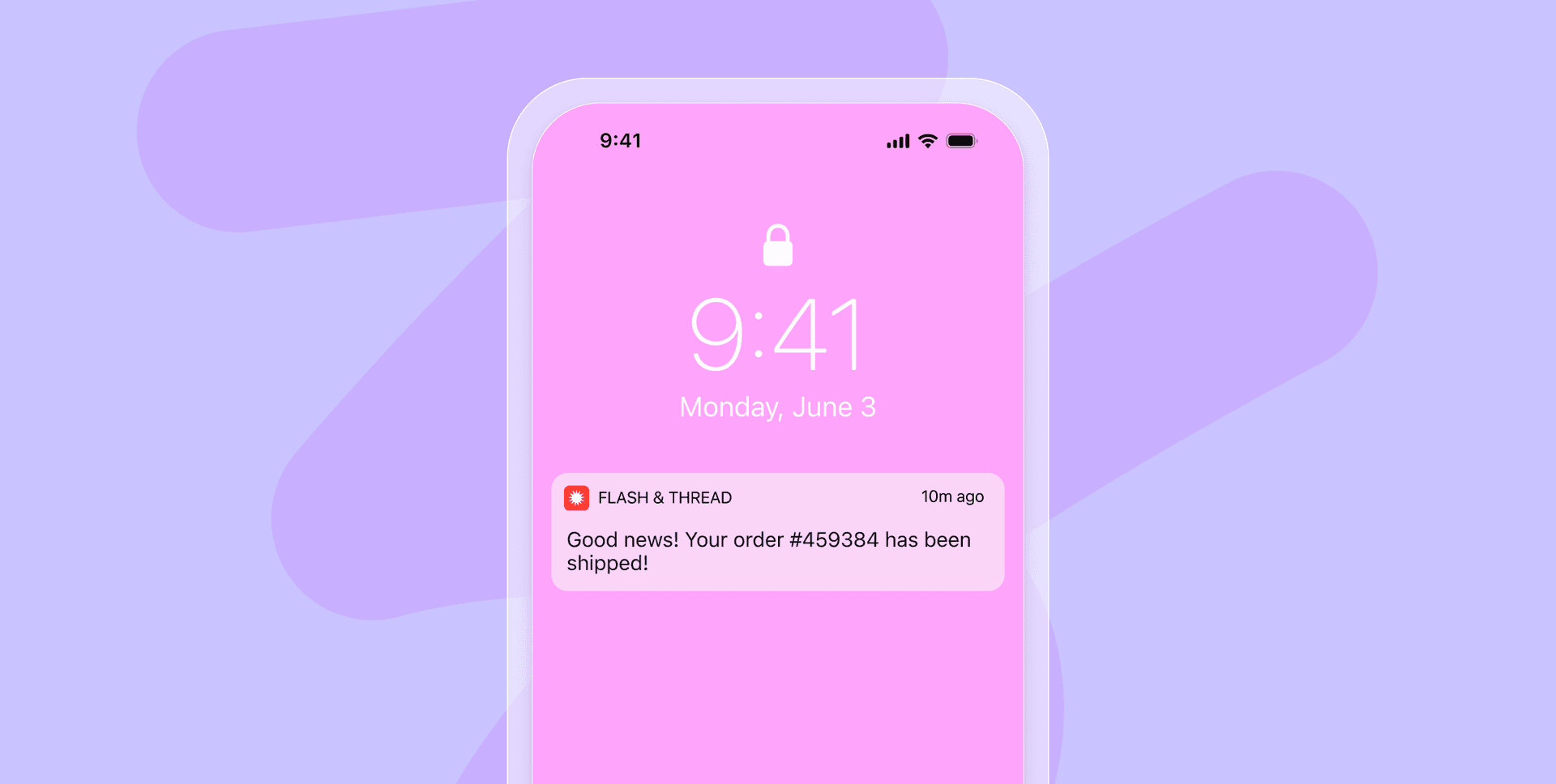 a phone displays a message from flash & thread