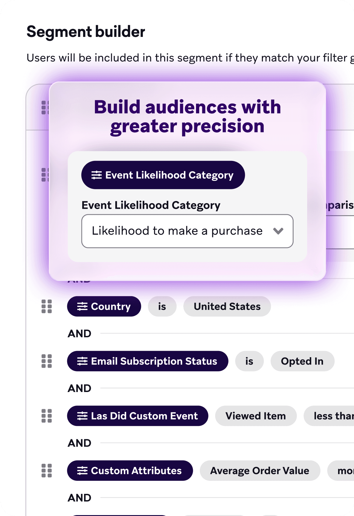 The Segment Builder dashboard page