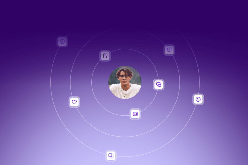 a picture of a man in a white shirt is surrounded by icons