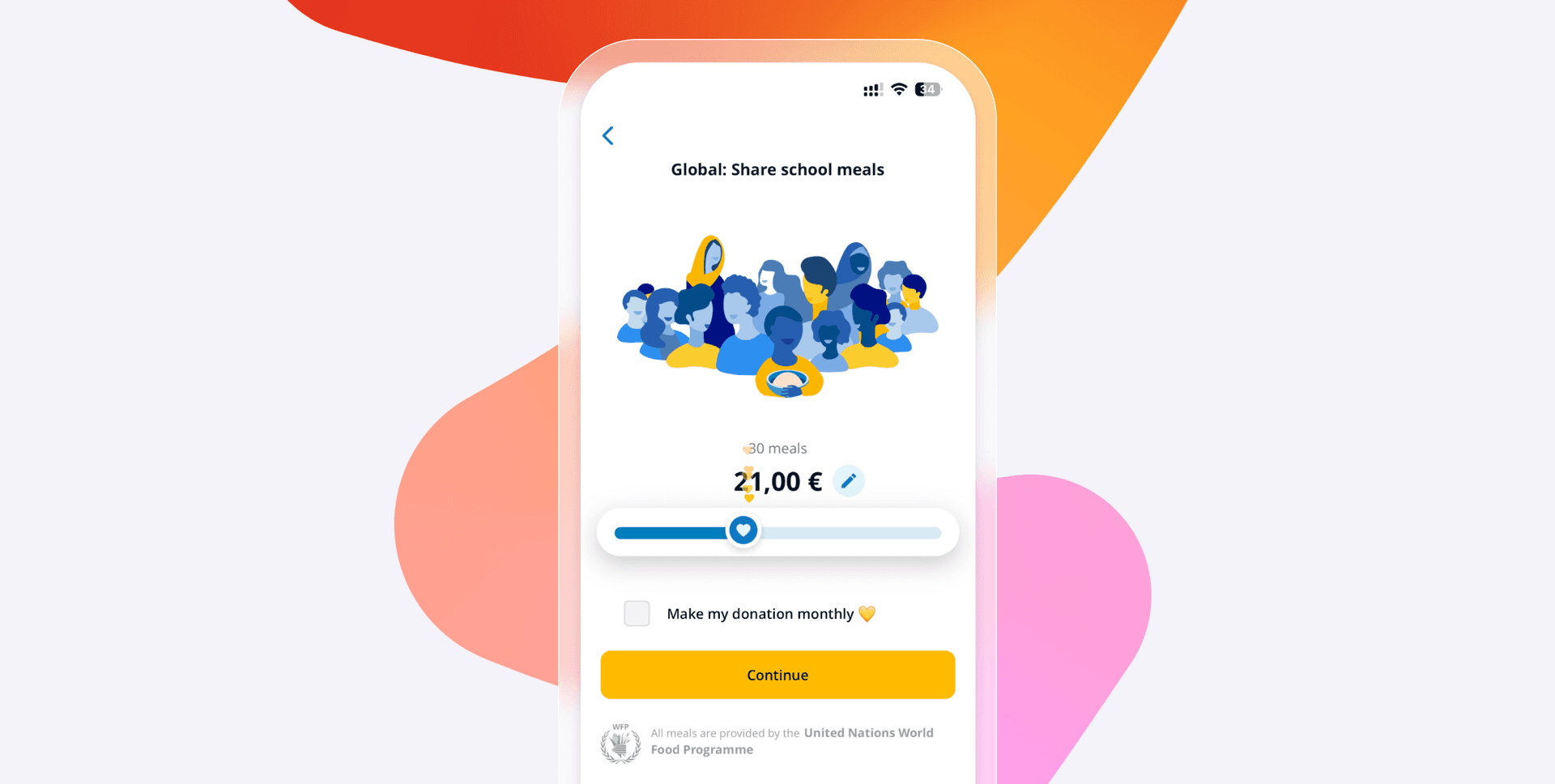 a phone screen that says global share school meals on it