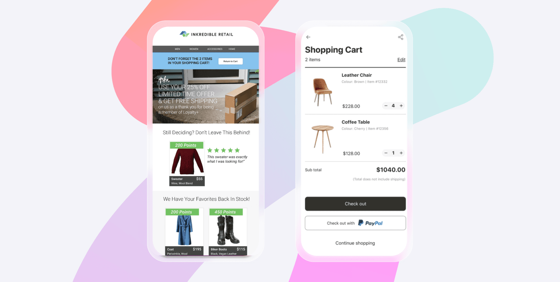 a phone with a shopping cart on it