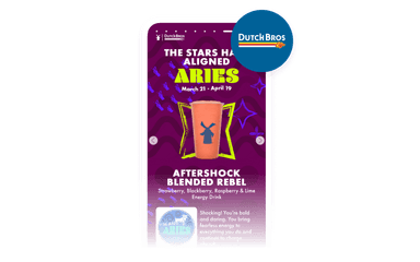 an advertisement for dutch bros says the stars have aligned aries
