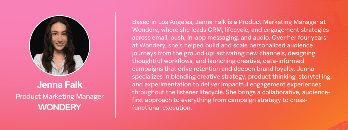 jenna falk is a product marketing manager at wondery