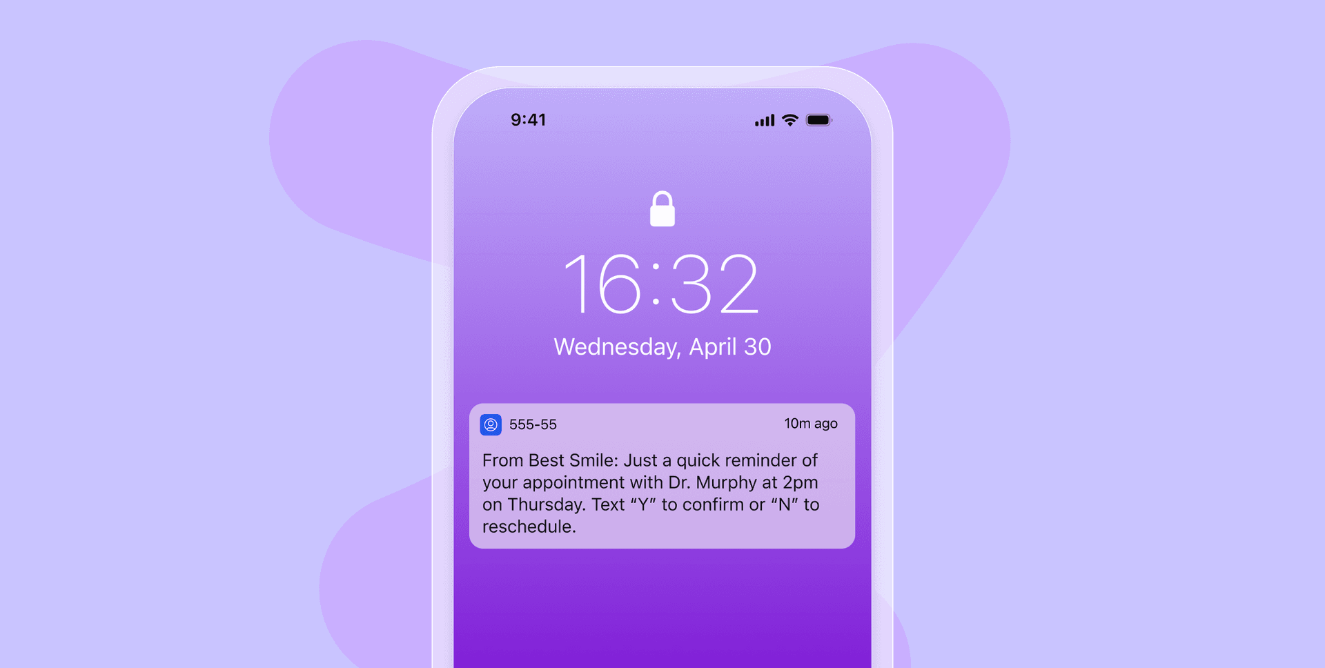 a phone screen shows a message from best smile