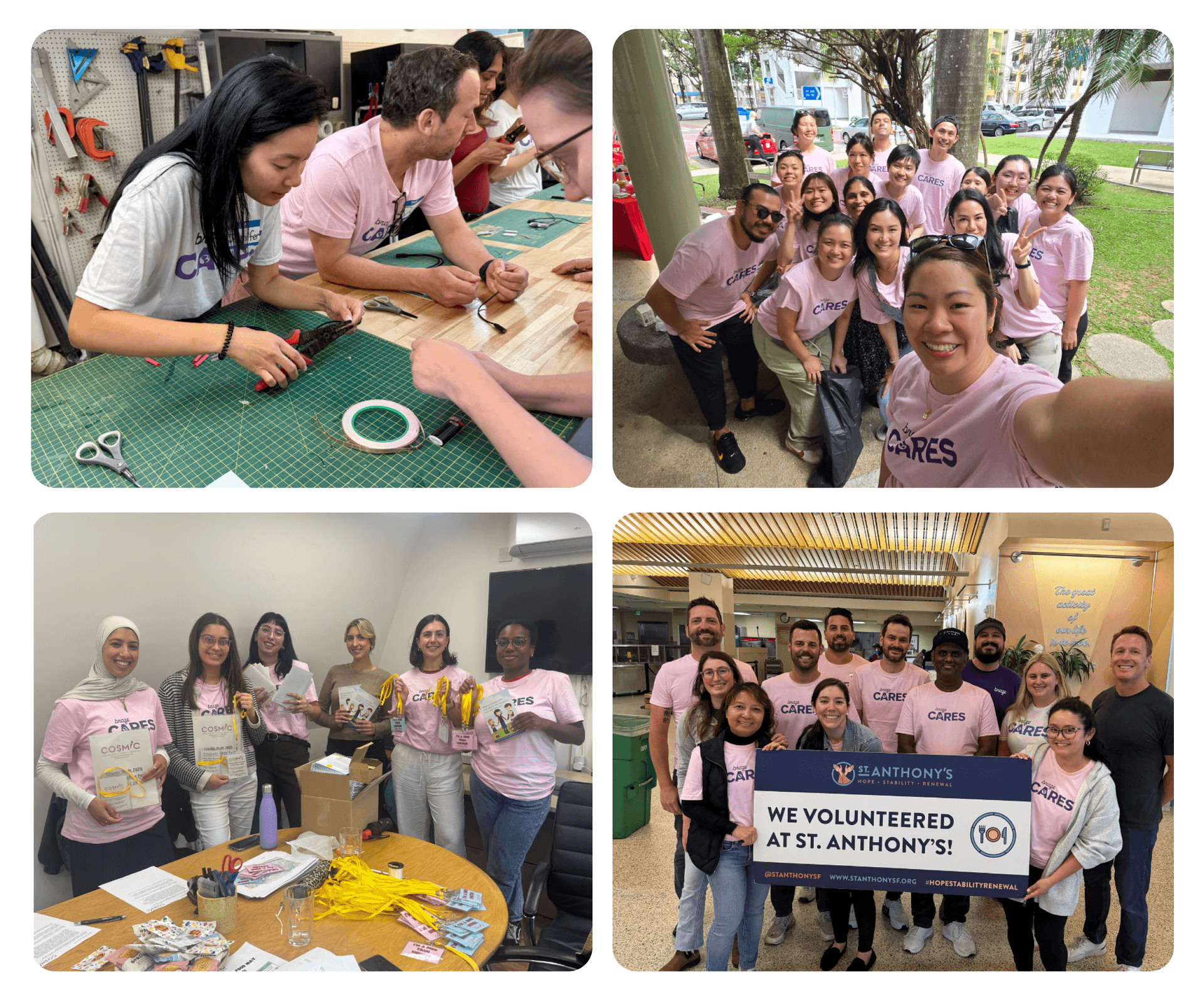 Four images of volunteers