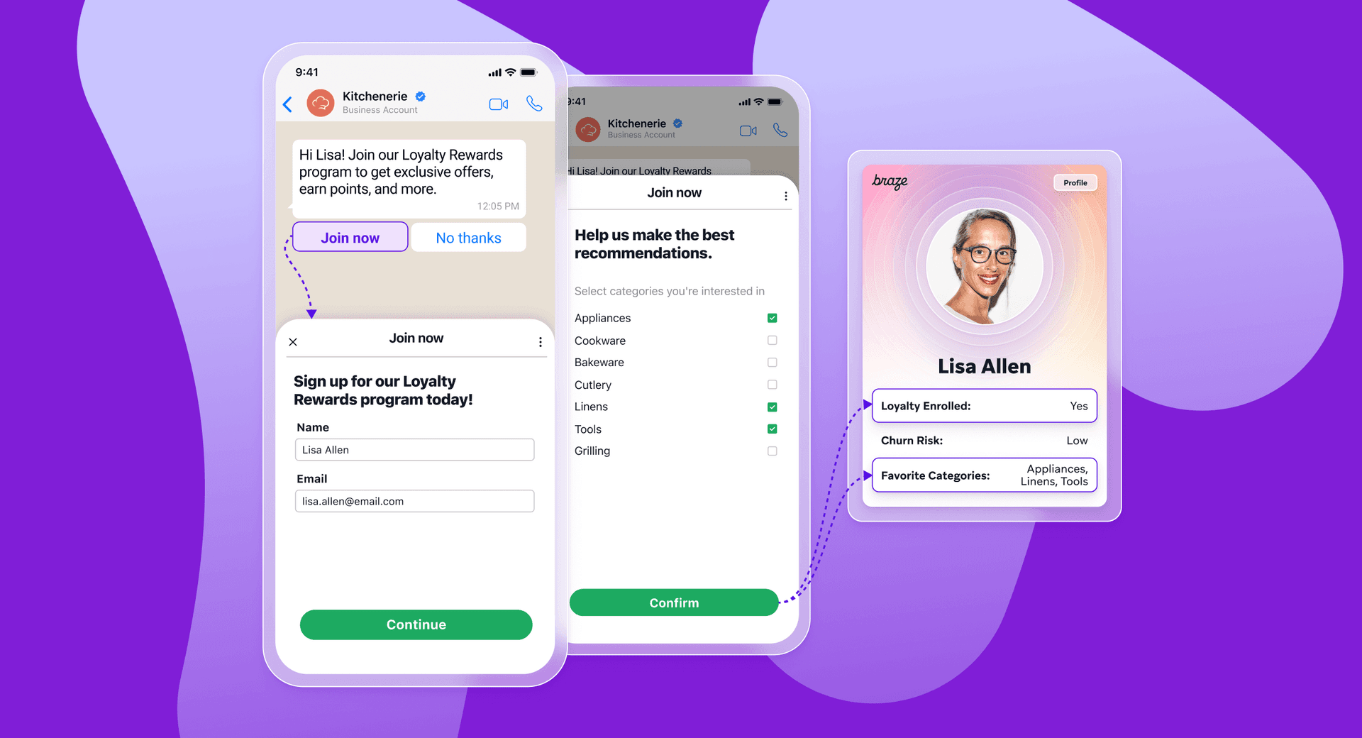 a phone screen shows a sign up page for a loyalty program