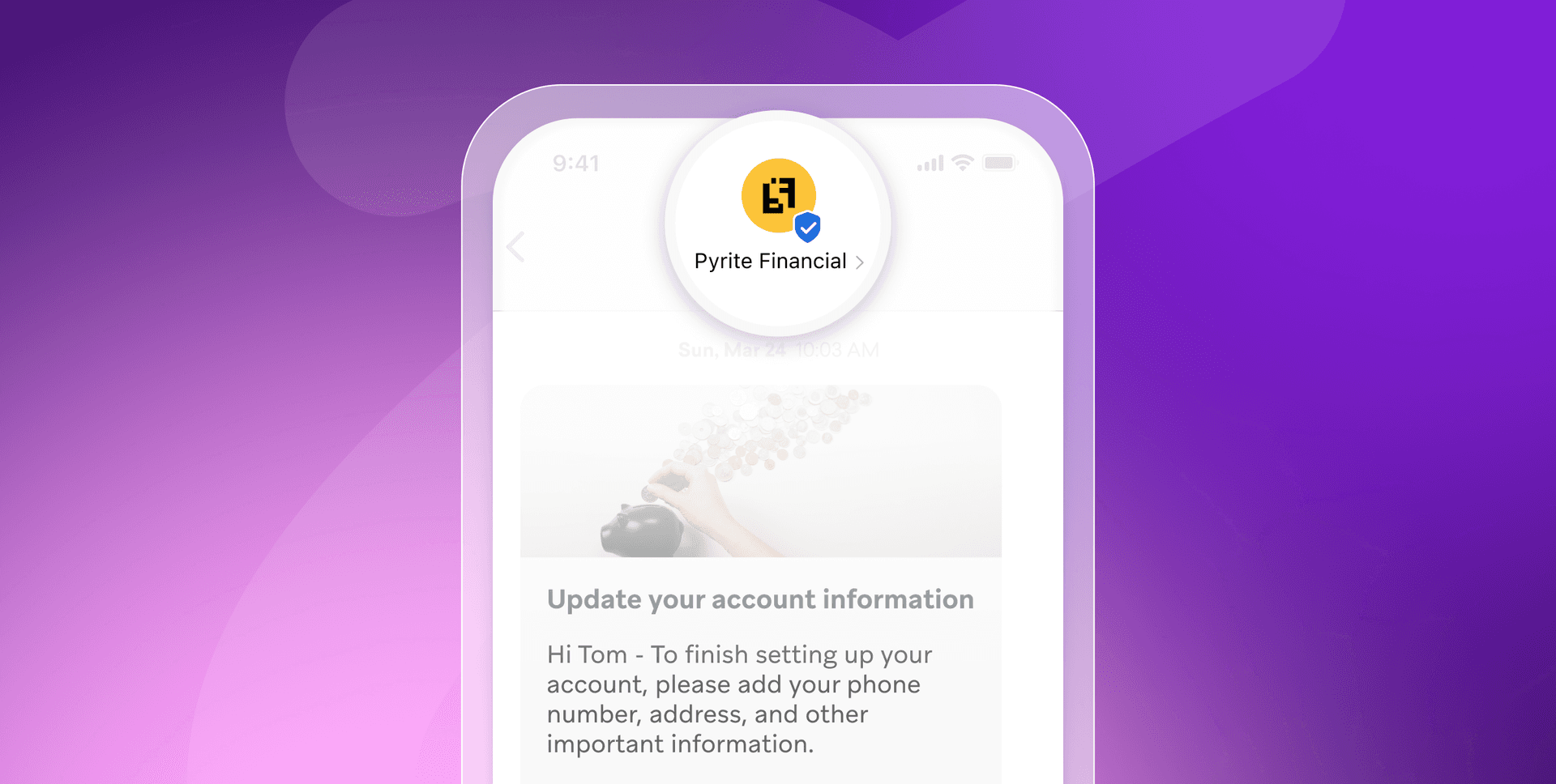 a phone screen that says update your account information