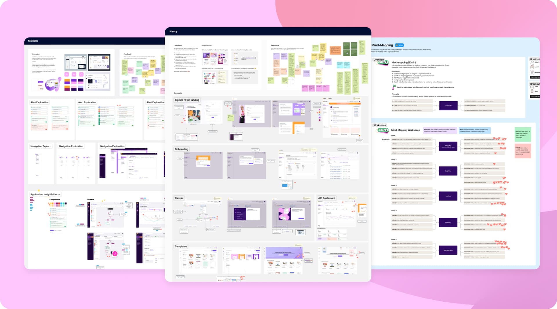 a bunch of papers sitting on top of each other on a pink background .