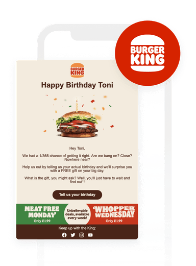 an email from burger king says happy birthday toni