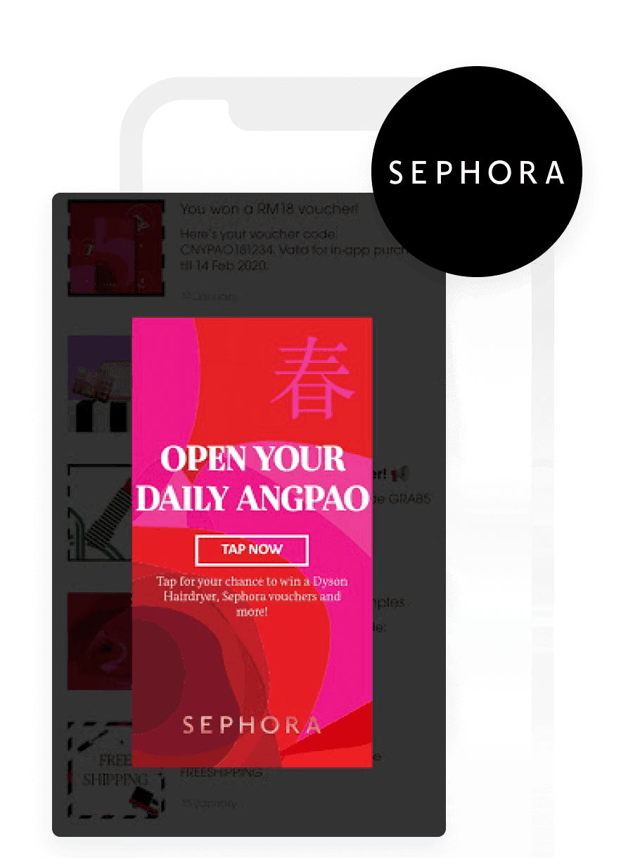 a sephora advertisement that says open your daily angpao