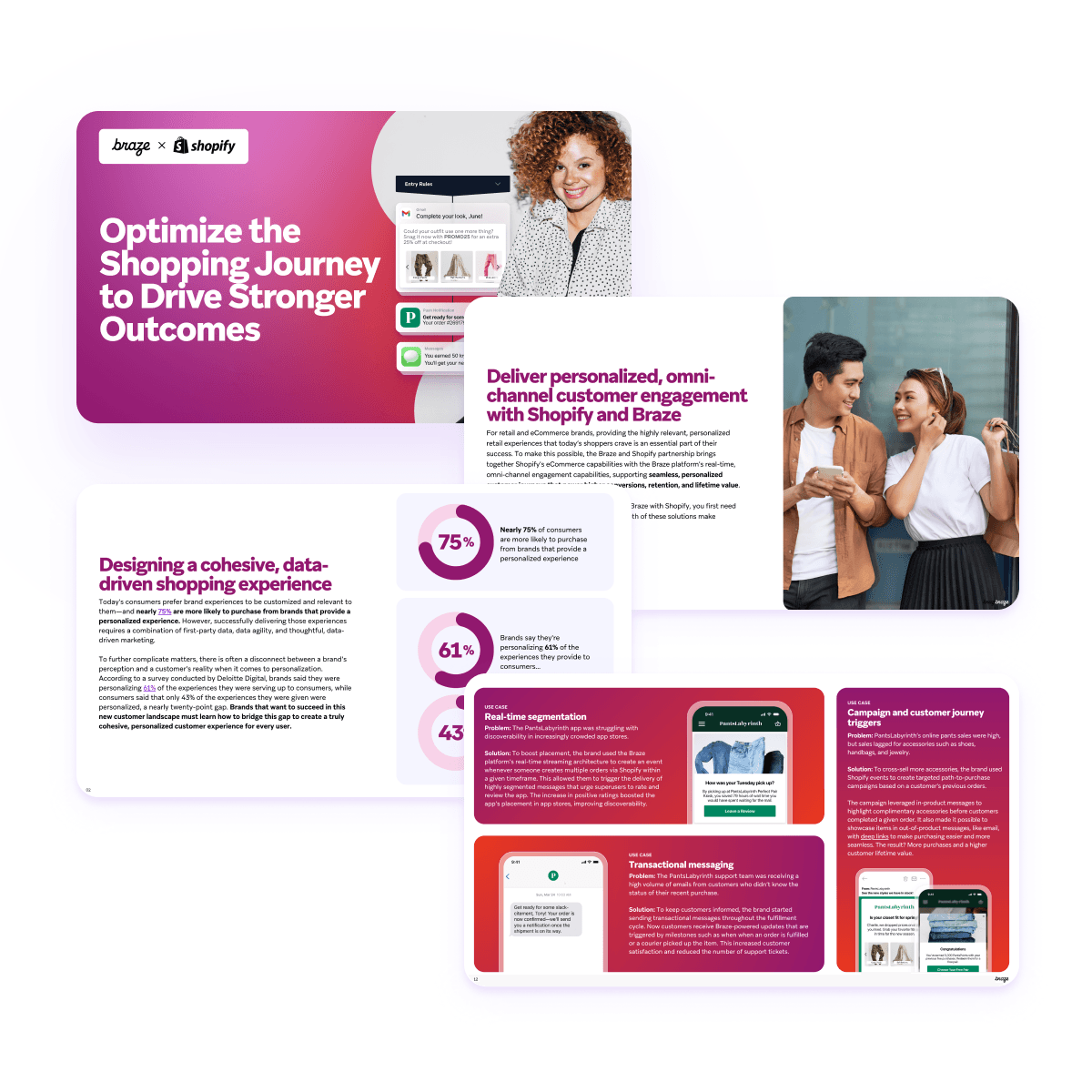 a brochure titled optimize the shopping journey to drive stronger outcomes