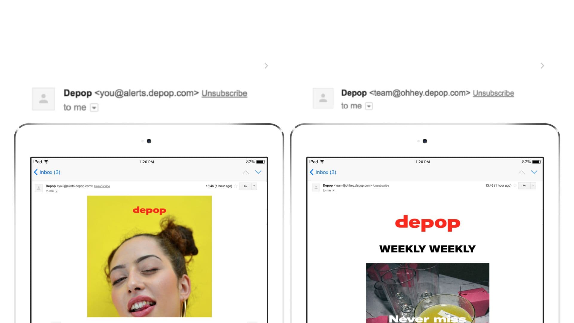 a couple of ipads with emails on them