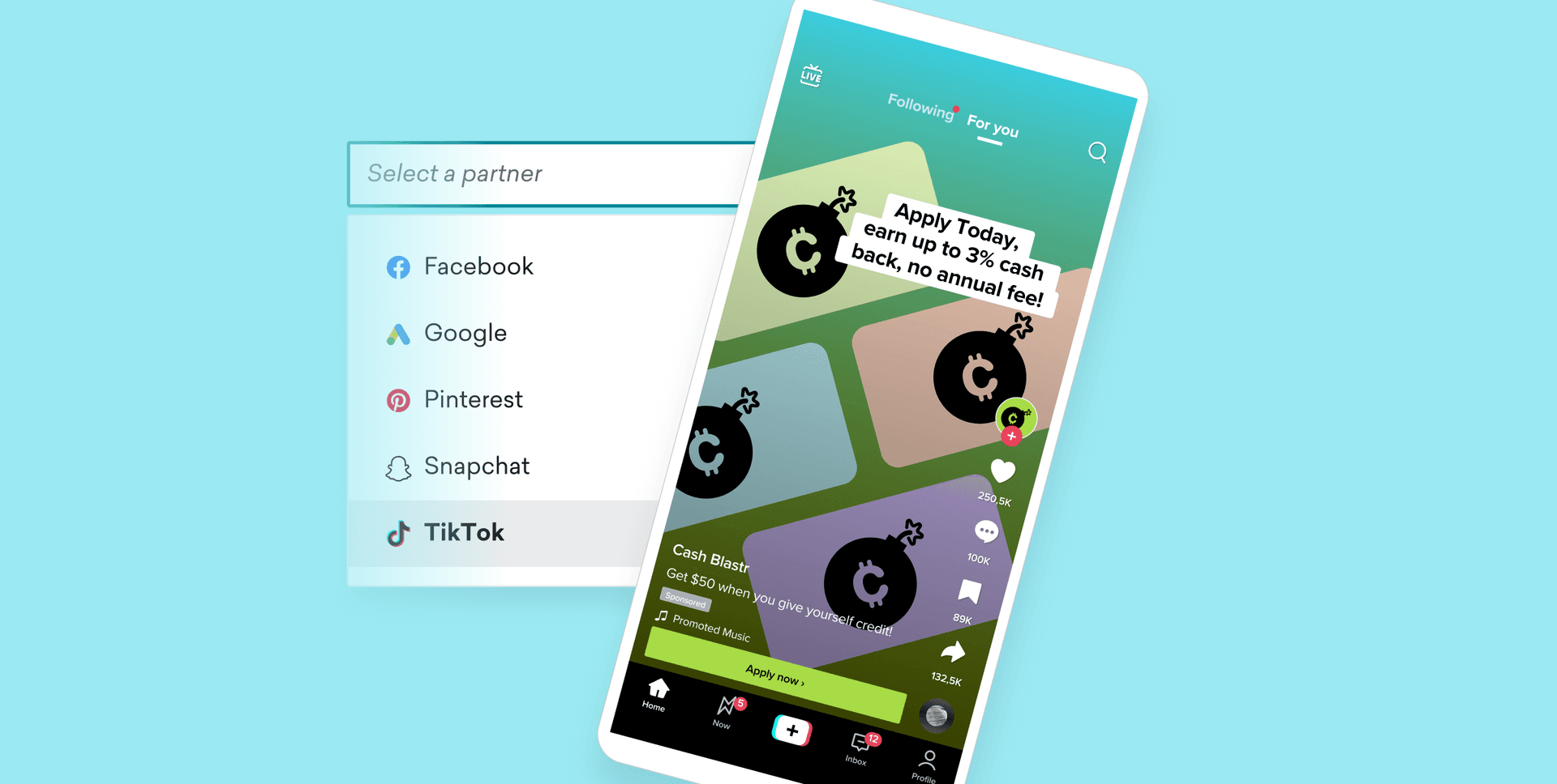 An image showing a phone with an add for a bank on TikTok