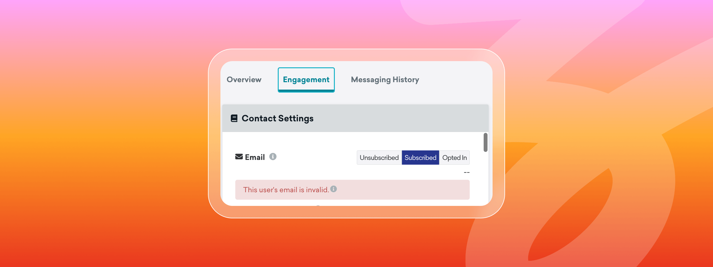 a phone screen shows a message that says this user 's email is invalid