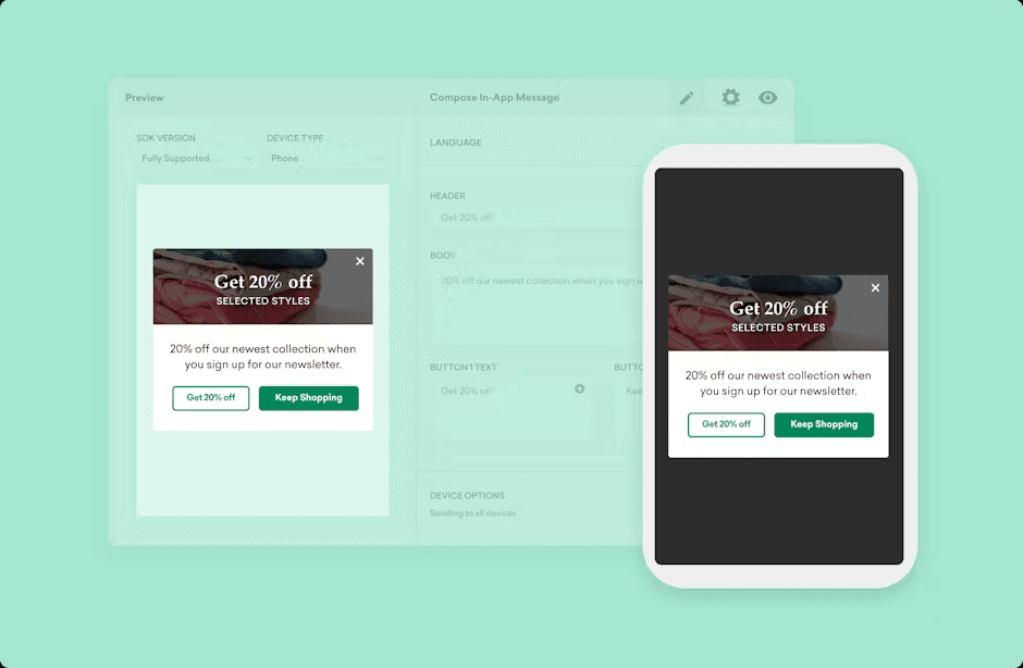 a screenshot of an app that says get 20 % off selected styles
