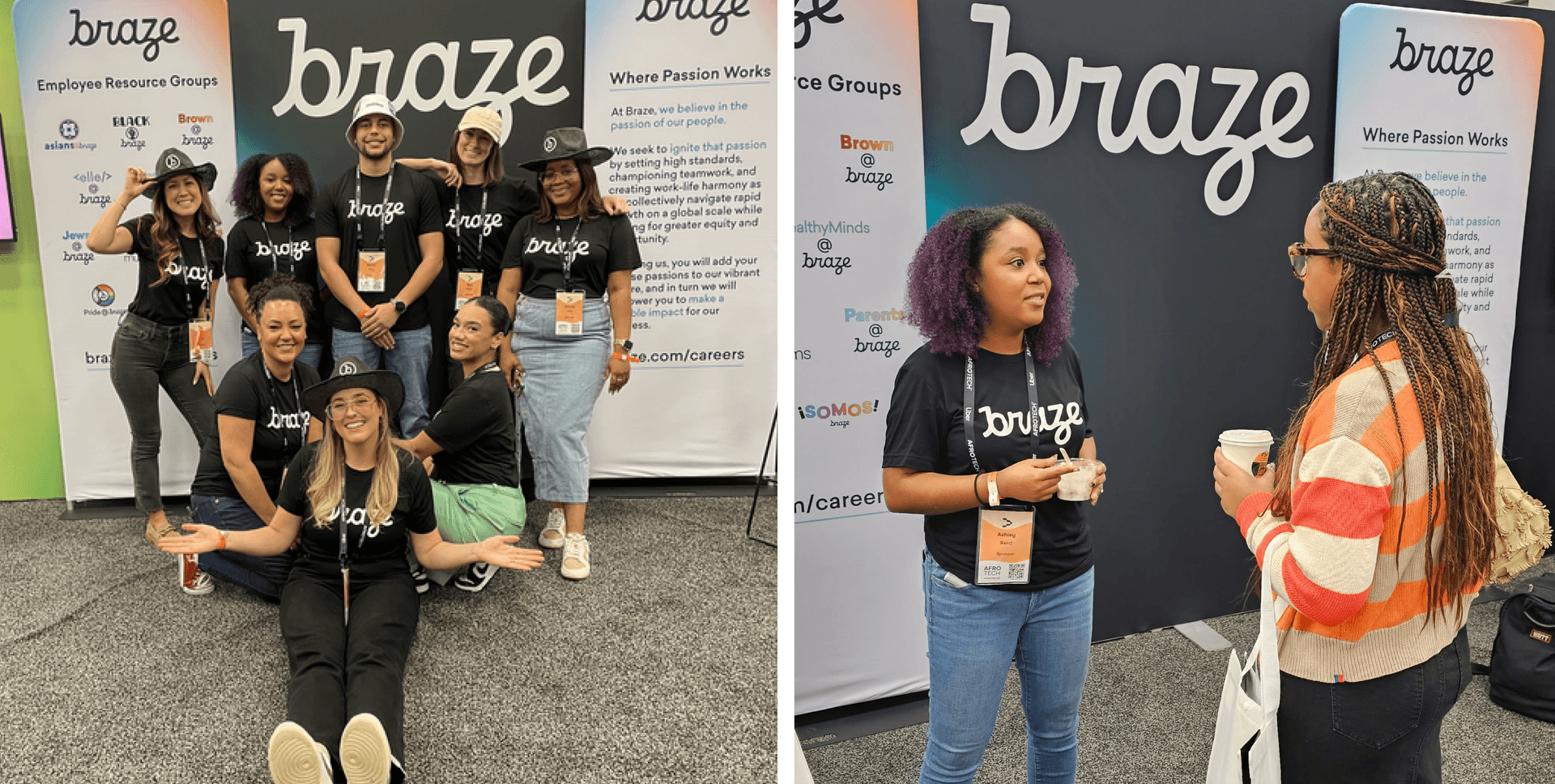 Left, from top to bottom: Stephanie Chang, Senior Sales Director, GSA, Ashley Baird, Lead Web DeveloperAshton Bray, Team Lead, Support Engagement Lead, Blair Pettit, Corporate Social Responsibility Sr. Lead, Danada Hart, Global Compensation Manager, Tiffany Parkes, Senior Strategic Customer Success Manager, Global Strategic, Caitlyn Grundy, Customer Success Manager II, Enterprise, Rachel Waitt, Sr. Operations, Social Impact. Right: Ashley Baird, Lead Web Developer.