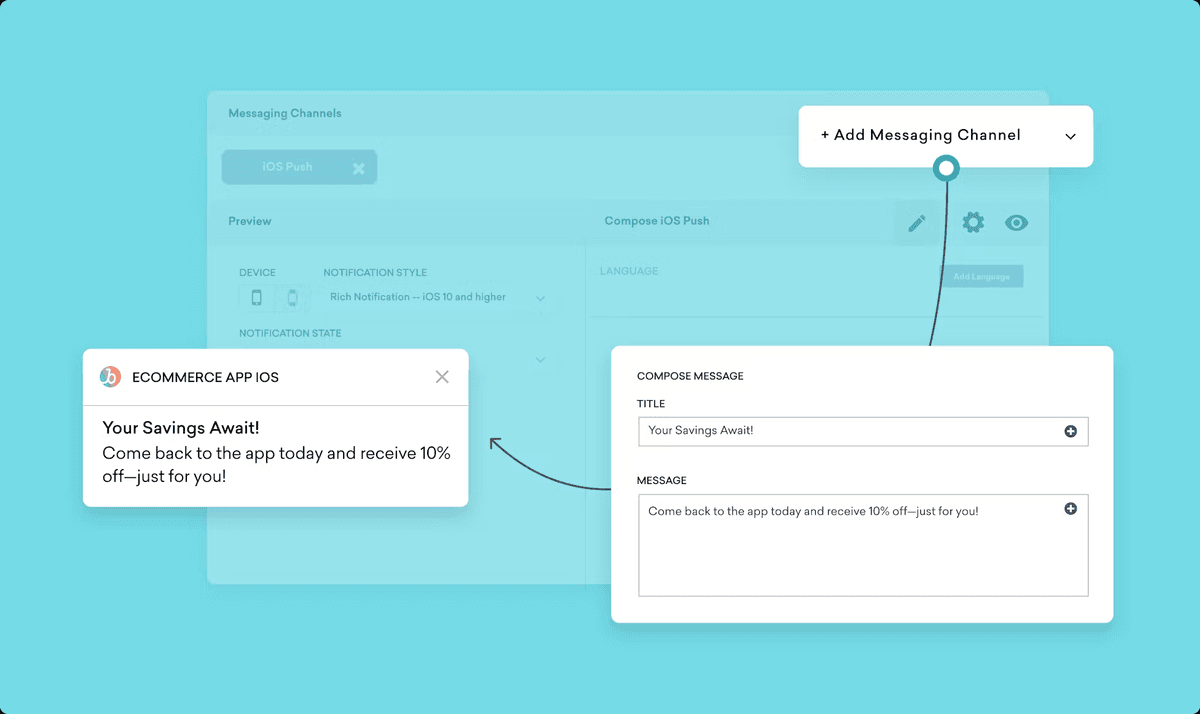 a screenshot of an add messaging channel page