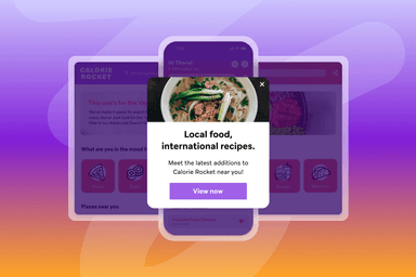 a calorie rocket app is displayed on three phones