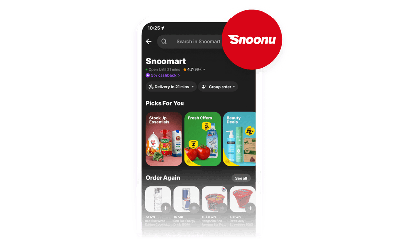 a screenshot of a snoonu app on a phone
