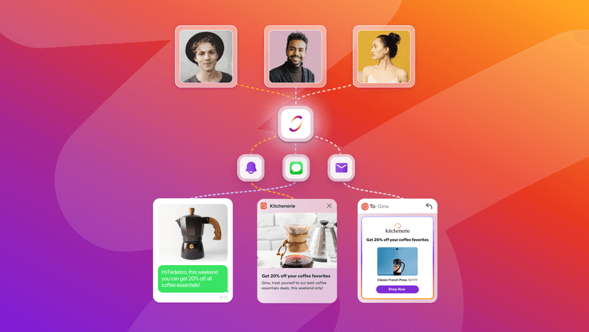 Three customers getting sent three different messages by AI