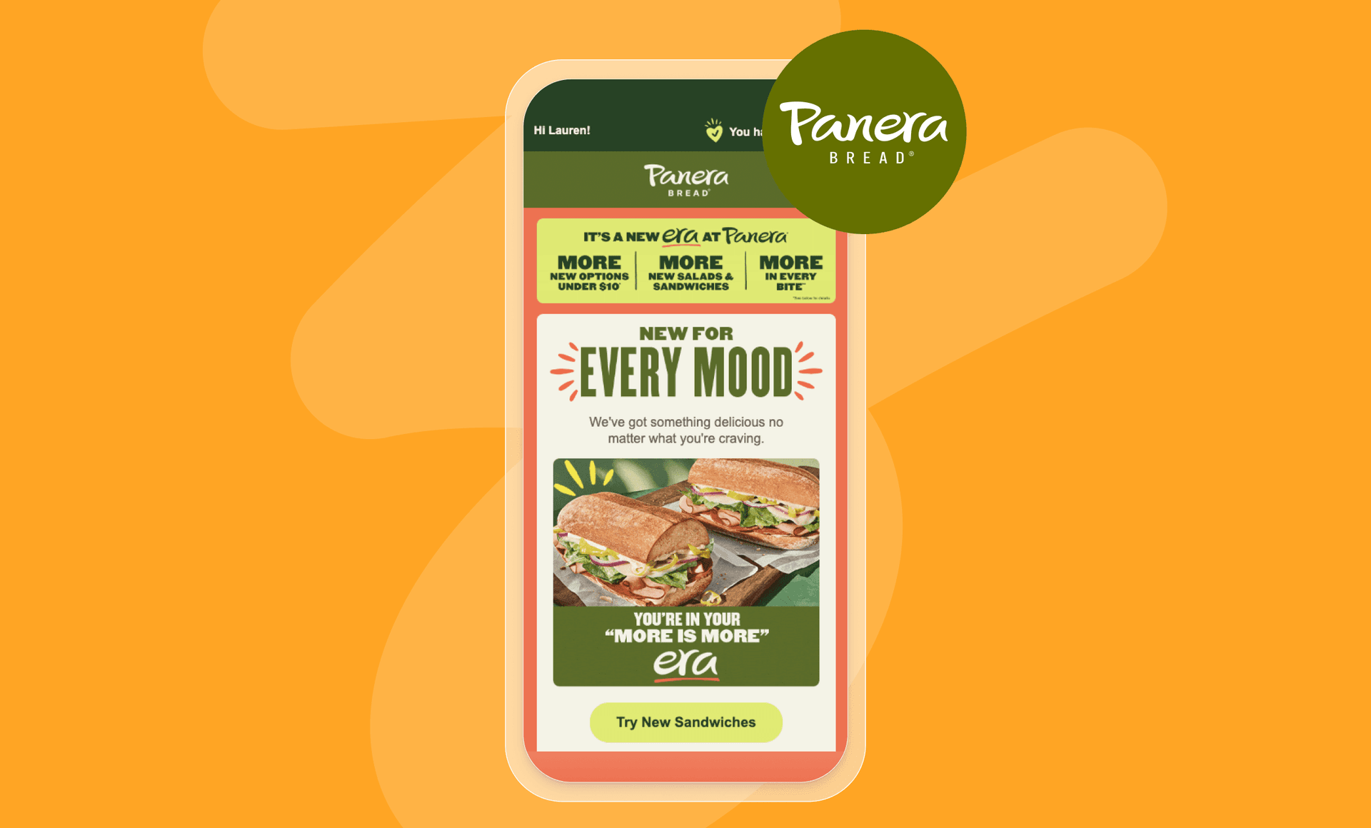 a panera bread advertisement on a phone screen