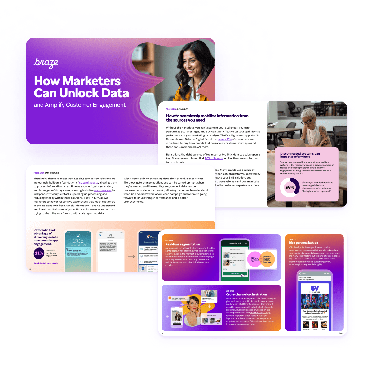 a brochure like image about how marketers can unlock data and amplify customer engagement