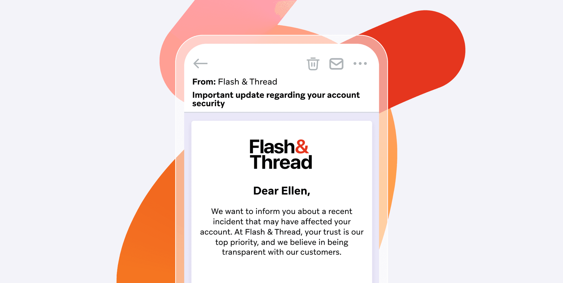 an email from flash & thread to dear ellen