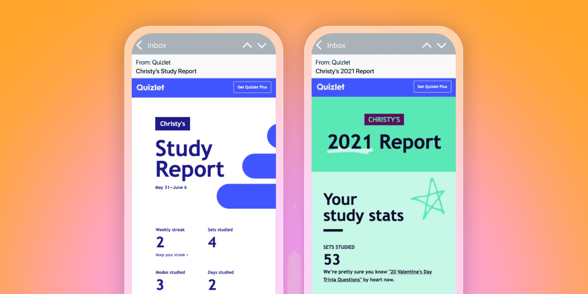 a study report is displayed on a phone screen