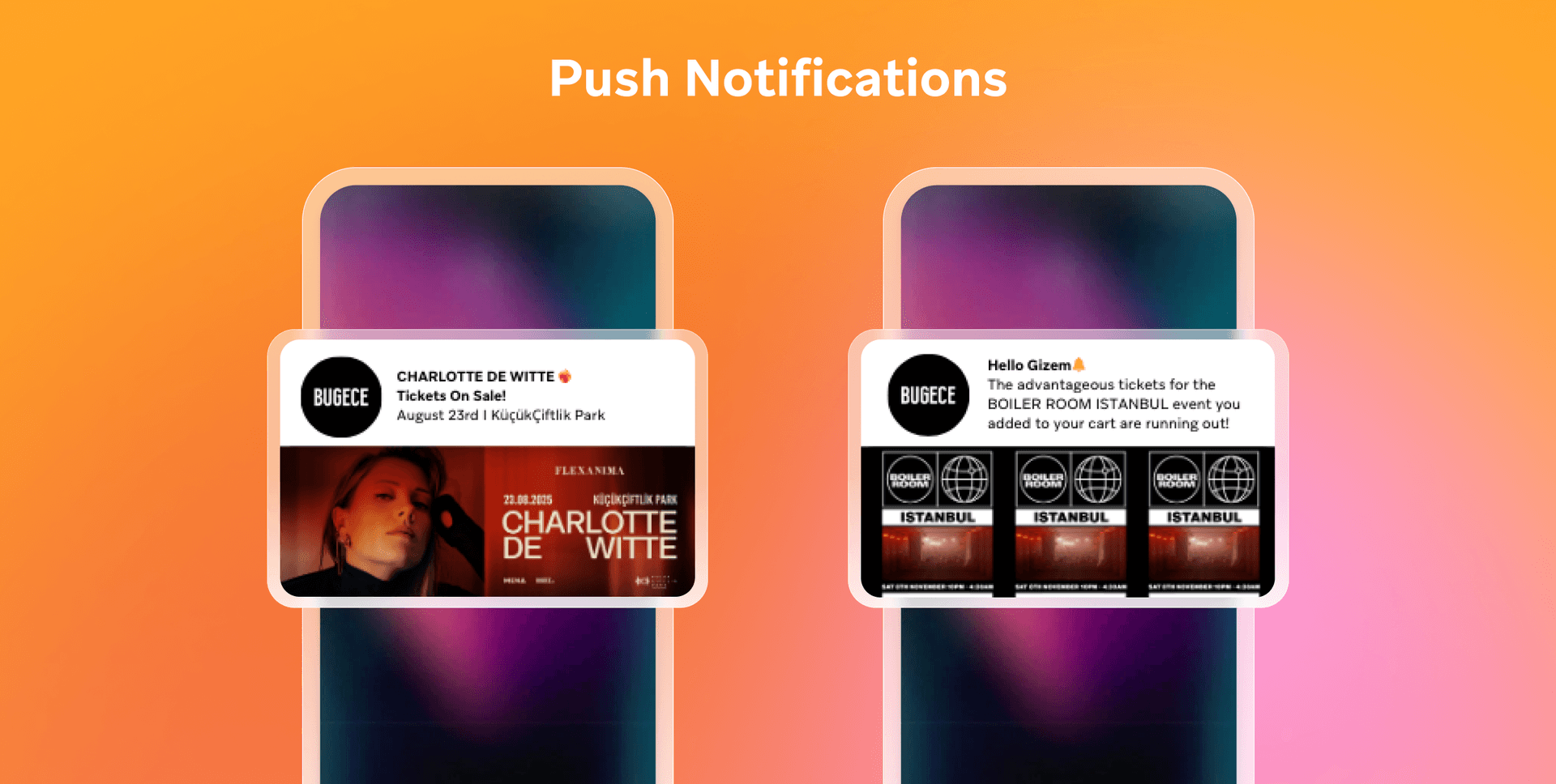 two phones with push notifications for charlotte de witte