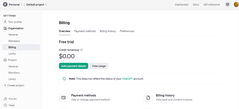 a screenshot of the billing page of a website