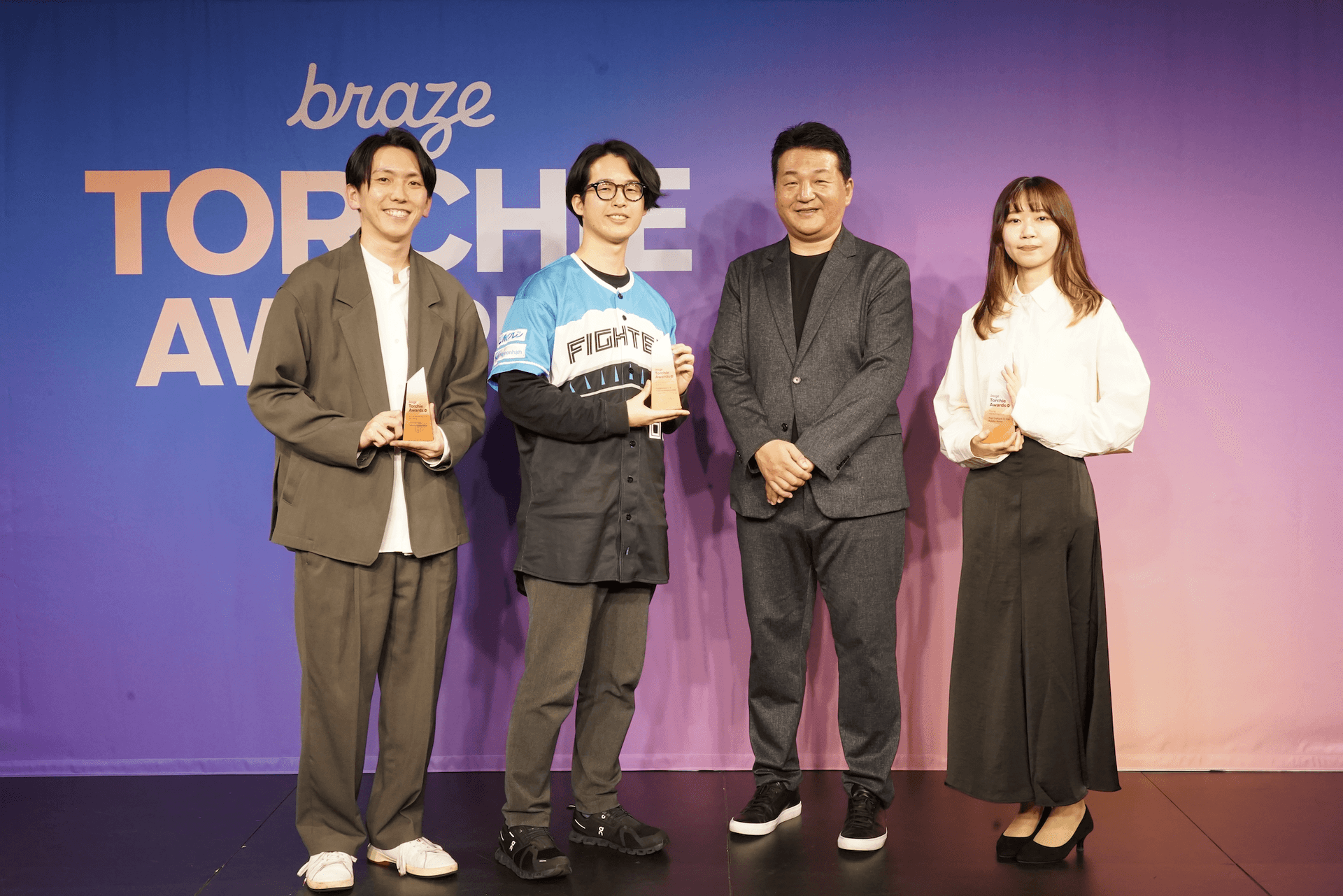 左から株式会社ココナラ 川嶋氏、株式会社ファイターズ スポーツ&エンターテイメント 宇田氏、Braze 水谷、株式会社Fuji Culture X 河野 氏