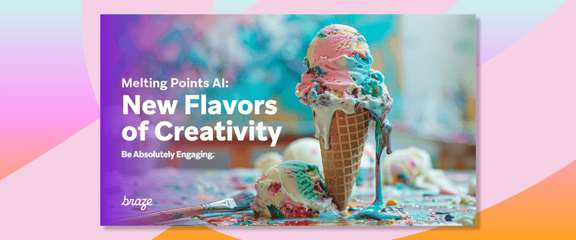 an advertisement for braze shows a melting ice cream cone