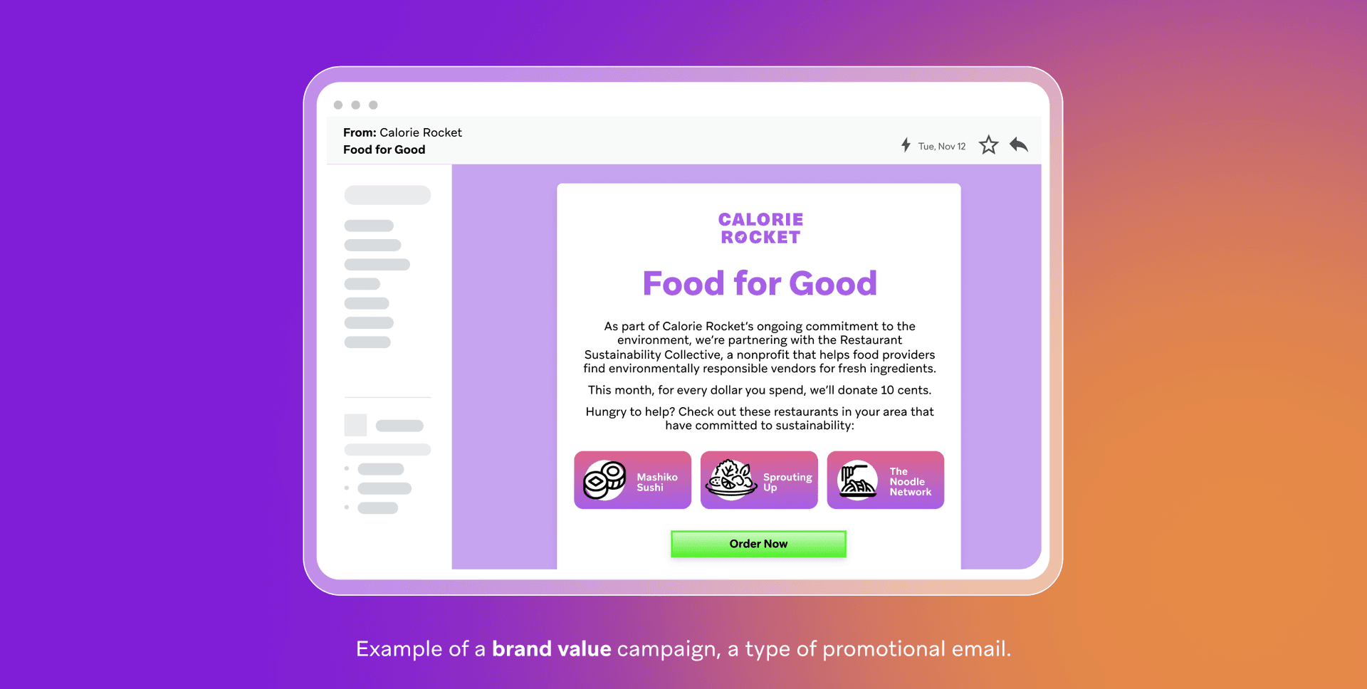 an example of a brand value campaign a type of promotional email