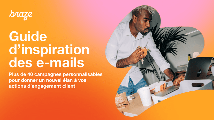 an advertisement for braze shows a man eating a sandwich