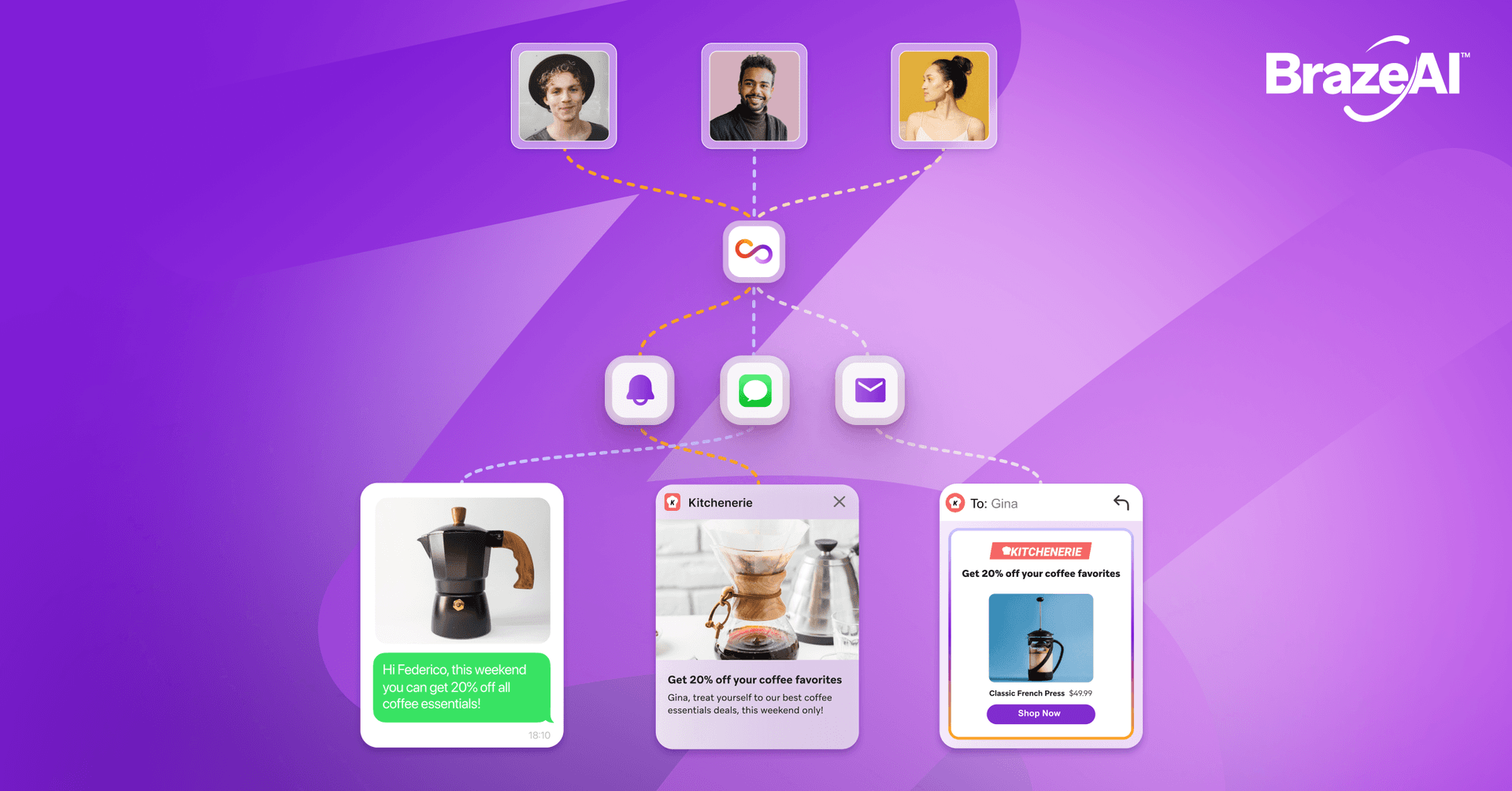 un logo BrazeAI sur fond violet